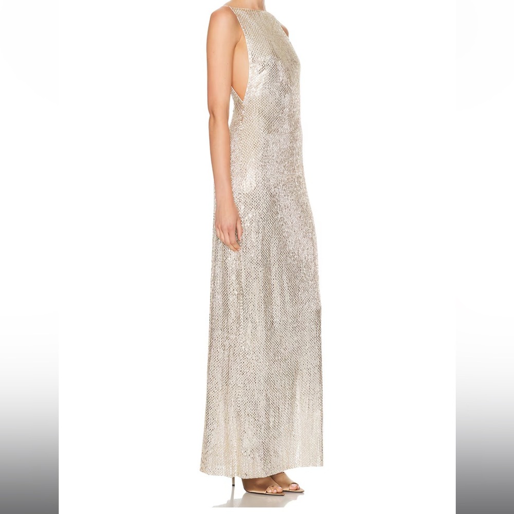 Roland Mouret Sleeveless Diamante Gown in champagne UK 8 US 4